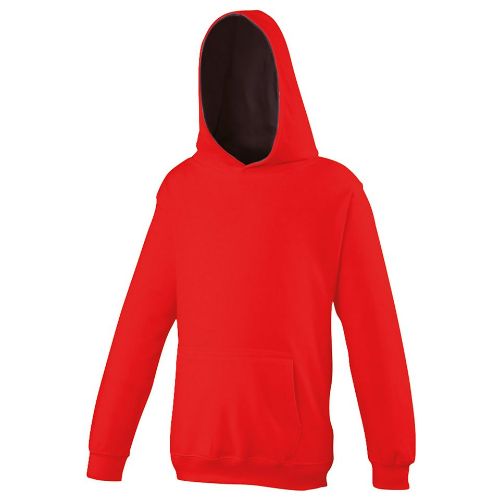 Awdis Just Hoods Kids Varsity Hoodie Fire Red/Jet Black